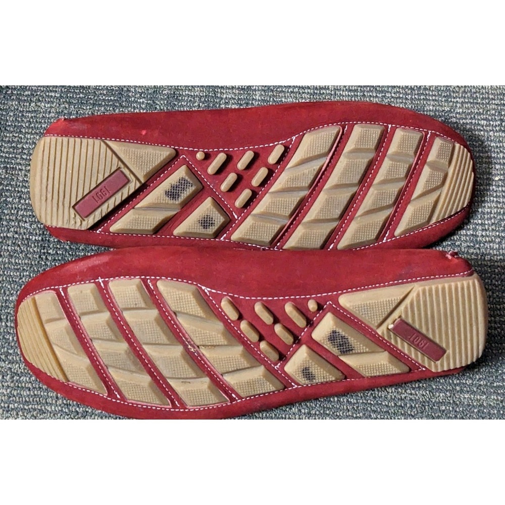 1901 Red Leather Comfort Casual Loafers Men's 10M Driving Shoe Footwear - Picture 8 of 11